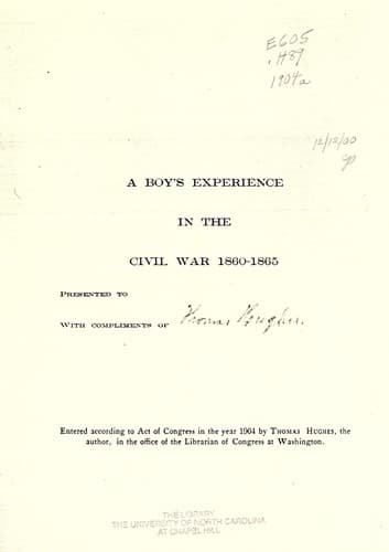A Boy's Experience in the Civil War, 1860-1865