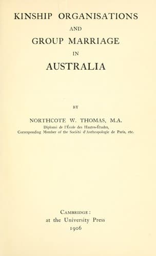 Kinship Organisations and Group Marriage in Australia
