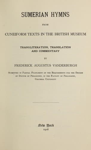 Sumerian Hymns from Cuneiform Texts in the British Museum