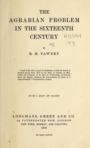 The Agrarian Problem in the Sixteenth Century