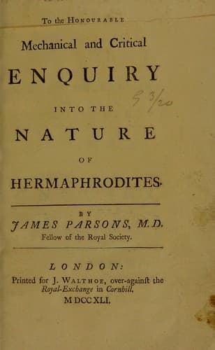 A mechanical and critical enquiry into the nature of hermaphrodites
