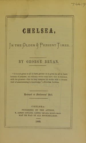 Chelsea, in the Olden & Present Times