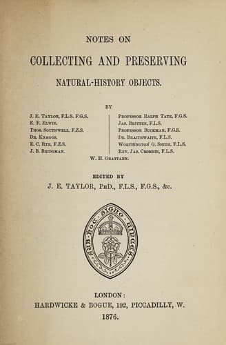 Notes on Collecting and Preserving Natural-History Objects