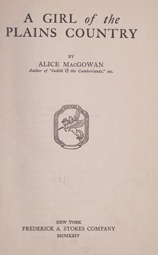 A Girl of the Plains Country