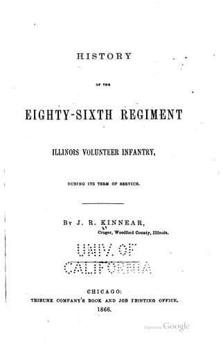 History of the Eighty-sixth Regiment, Illinois Volunteer Infantry, during its term of service