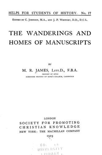The Wanderings and Homes of Manuscripts