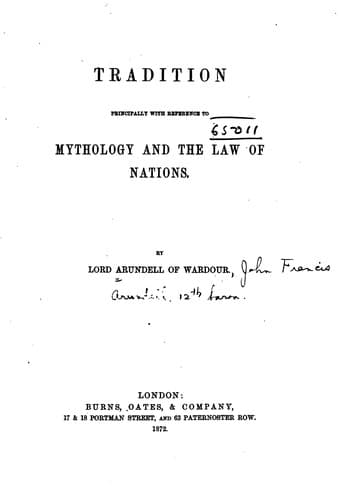Tradition, Principally with Reference to Mythology and the Law of Nations