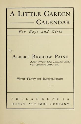 A Little Garden Calendar for Boys and Girls