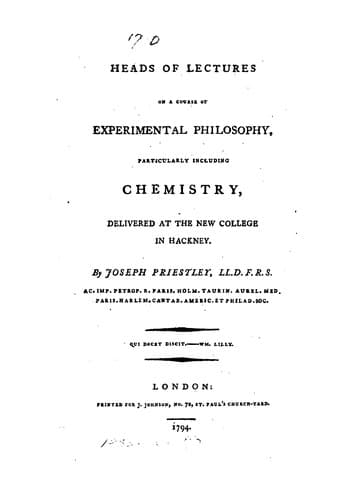 Heads of Lectures on a Course of Experimental Philosophy: Particularly Including Chemistry