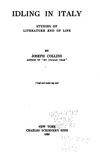 Idling in Italy: Studies of literature and of life