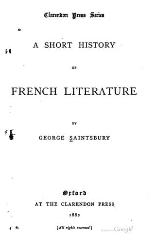 A Short History of French Literature