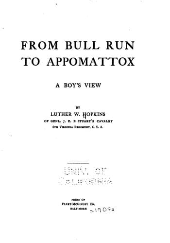 From Bull Run to Appomattox: A Boy's View
