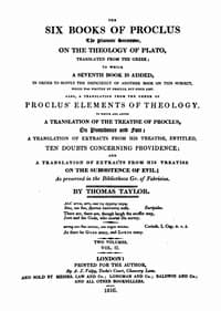 The six books of Proclus, the Platonic successor, on the theology of Plato (vol. 2 of 2) : $b translated from the Greek, to which a seventh book is added, in order to supply the deficiency of another book on this subject, which was written by Proclus, but since lost, also, a translation from the Greek of Proclus' Elements of theology, to which are added a translation of the treatise of Proclus, On providence and fate, a translation of extracts from his treatise, entitled, Ten doubts concerning p