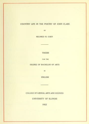 Country Life in the Poetry of John Clare