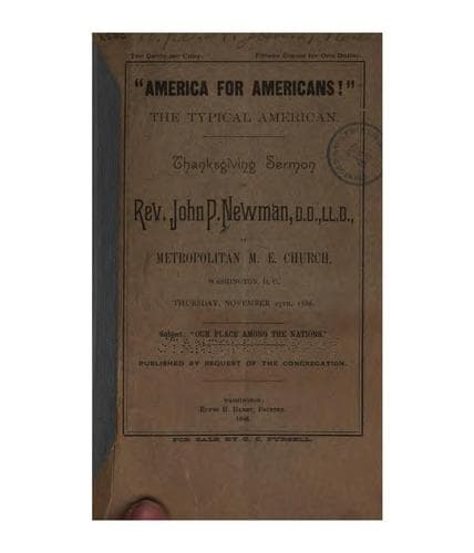 "America for Americans!": The Typical American, Thanksgiving Sermon